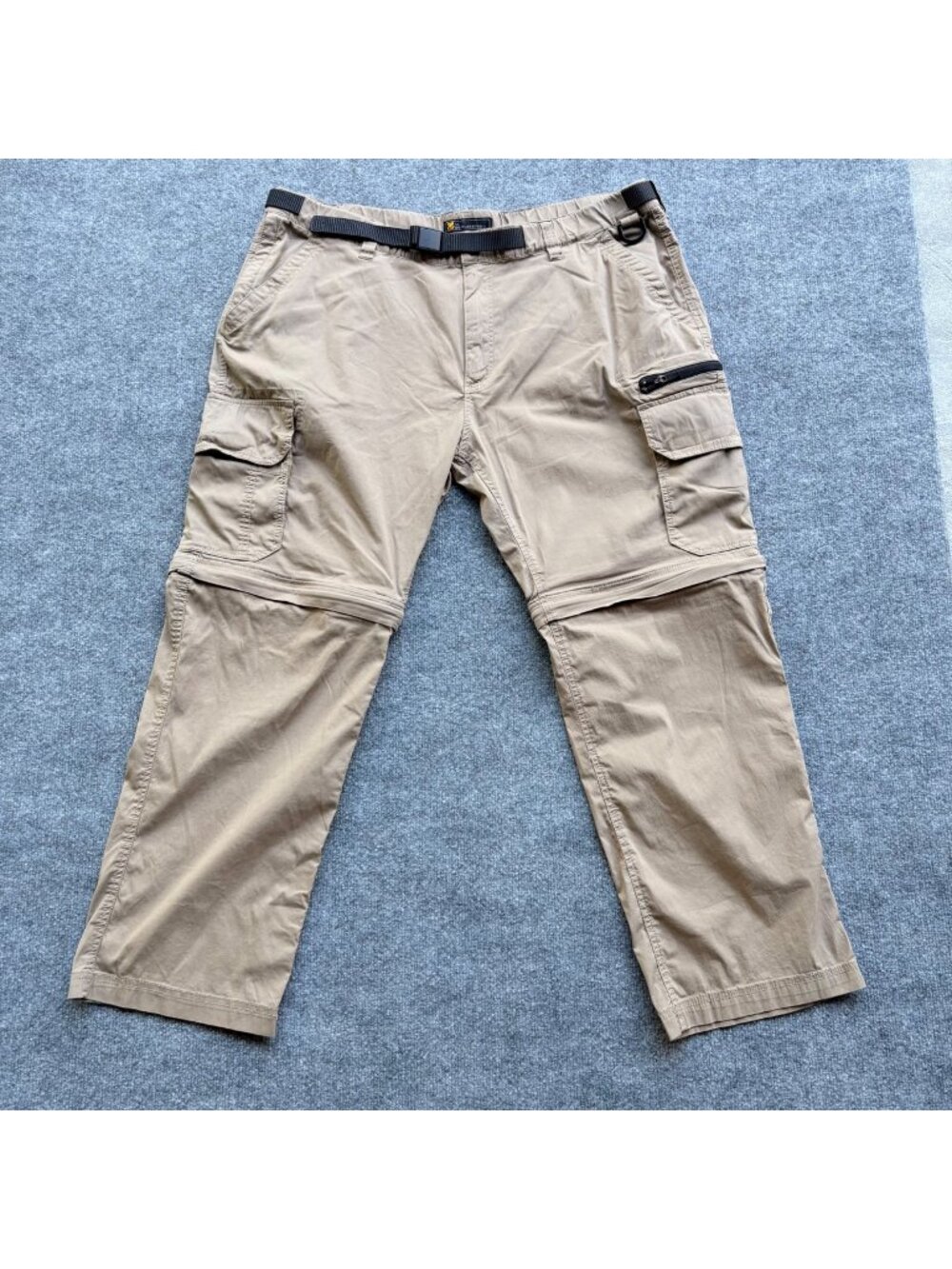 BC Clothing Mens Convertible Cargo Pants XXL x 30 Tan Zip-Off Legs Cotton Blend